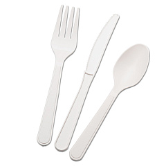 AbilityOne 7360015643560, SKILCRAFT Biobased Cutlery Set with Knife, Spoon, Fork, 400 Sets/Box