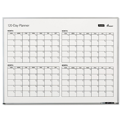 AbilityOne 7110016222133, SKILCRAFT 4-Month Dry Erase Calendar, 48 x 36, White Surface, Silver Aluminum Frame