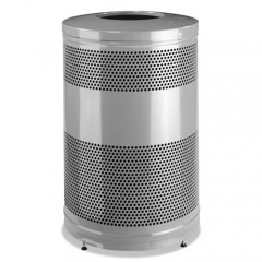Rubbermaid Commercial Classics Open Top Waste Receptacle, 51 gal, Stardust Silver Metallic with Black Lid (S55ETSMPLBK)