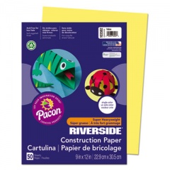 Pacon Riverside Construction Paper, 76 lb Text Weight, 9 x 12, Yellow, 50/Pack (103592)