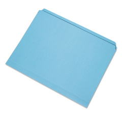 AbilityOne 7530013649502, SKILCRAFT Straight Cut File Folder, Straight Tabs, Letter Size, Blue, 100/Box