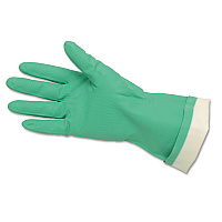 MCR Safety Flock-Lined Nitrile Gloves, One Size, Green, 12 Pairs (CRW5319E)