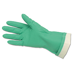 MCR Safety Flock-Lined Nitrile Gloves, One Size, Green, 12 Pairs (CRW5319E)