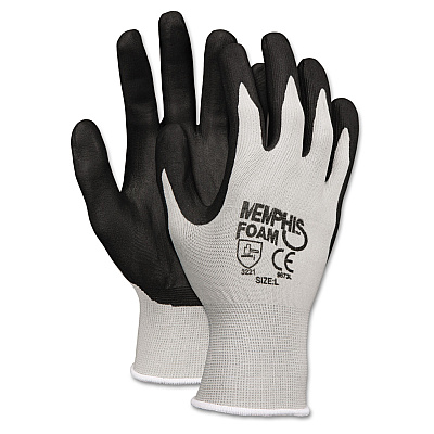 MCR Safety Economy Foam Nitrile Gloves, Small, Gray/Black, 12 Pairs (CRW9673S)