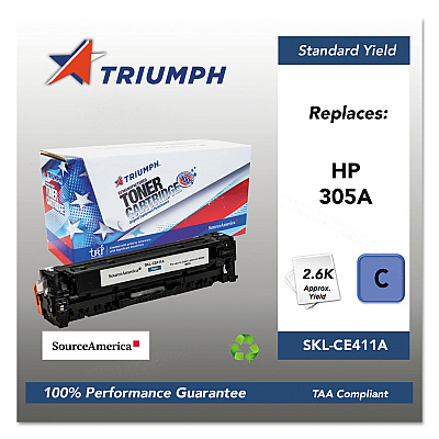 Triumph 751000NSH1285 Remanufactured CE411A (305A) Toner, 2,600 Page-Yield, Cyan