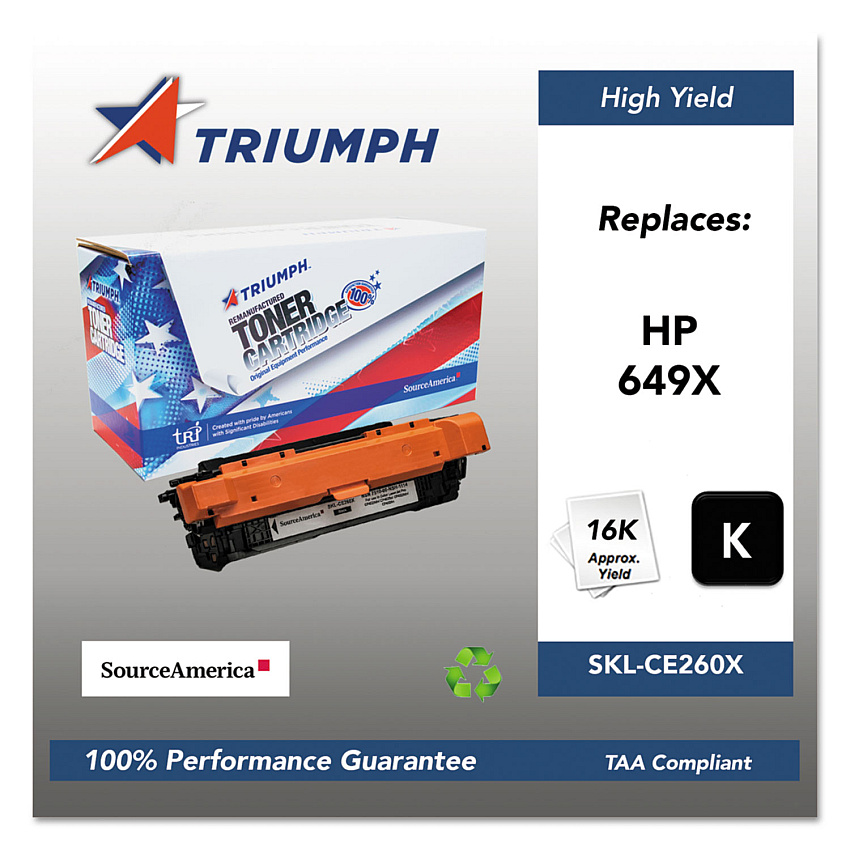 Triumph 751000nsh1114 Remanufactured Ce260x (649x) High-Yield Toner, 17,000 Page-Yield, Black