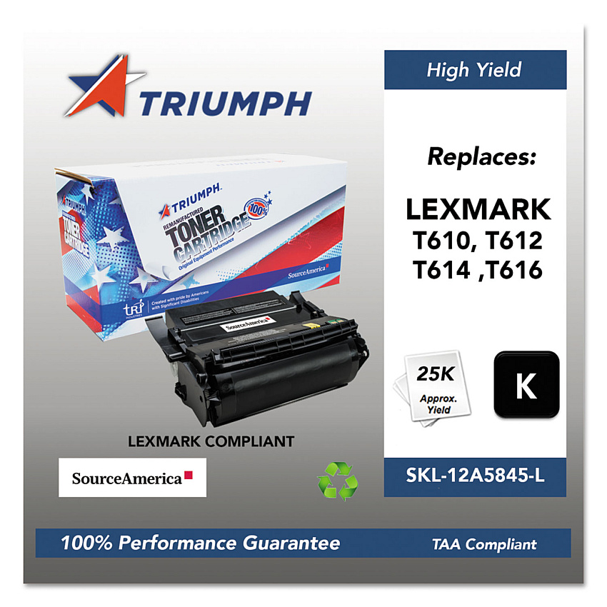 Triumph 751000nsh0210 Remanufactured 12a5845 High-Yield Toner, 25,000 Page-Yield, Black