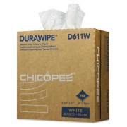 Chicopee Durawipe Medium-Duty Industrial Wipers, 3-Ply, 8.8 x 17, White, 110/Box, 12 Box/Carton (D611W)