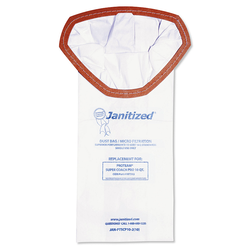 Janitized Vacuum Filter Bags Designed to Fit ProTeam Super Coach Pro 10, 100/Carton (APCJANPTSCP102)