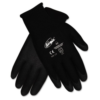 MCR Safety Ninja HPT PVC coated Nylon Gloves, Large, Black, Pair (N9699LPK)