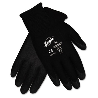 MCR Safety Ninja HPT PVC Coated Nylon Gloves, Medium, Black, 12 Pairs/Box (N9699MDZ)