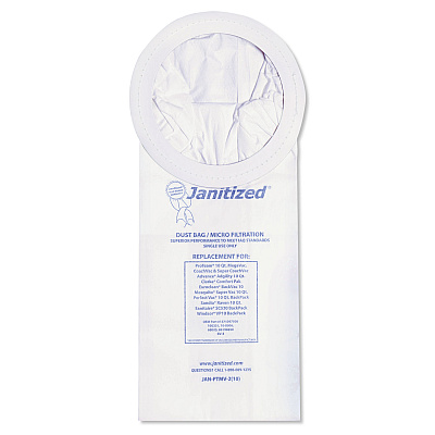 Janitized Vacuum Filter Bags Designed to Fit ProTeam 10 qt Super Coach/MegaVac, 100/Carton (APCJANPTMV2)
