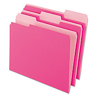Pendaflex Interior File Folders, 1/3-Cut Tabs: Assorted, Letter Size, Pink, 100/Box (PFX421013PIN)