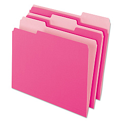 Pendaflex Interior File Folders, 1/3-Cut Tabs: Assorted, Letter Size, Pink, 100/Box (PFX421013PIN)