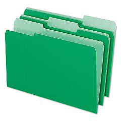 Pendaflex Interior File Folders, 1/3-Cut Tabs: Assorted, Legal Size, Green, 100/Box (PFX435013BGR)