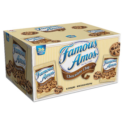 Famous Amos Cookies, Chocolate Chip, 2 oz Snack Pack, 36/Carton (10003)