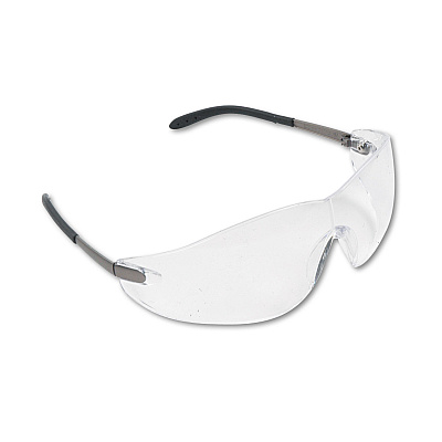 MCR Safety Blackjack Wraparound Safety Glasses, Chrome Plastic Frame, Clear Lens (CRWS2110)