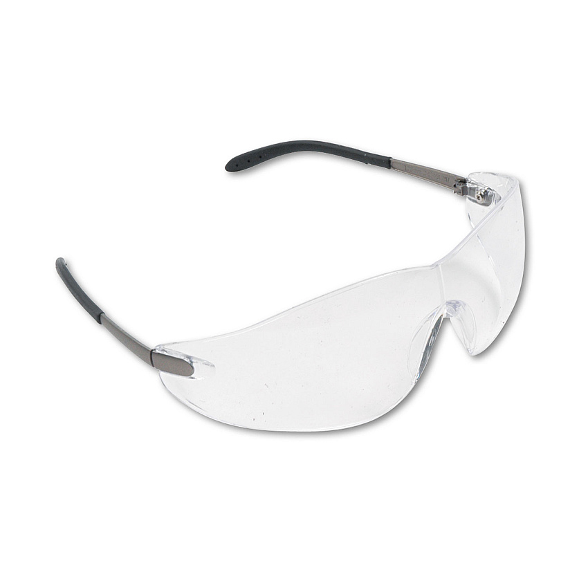 MCR Safety Blackjack Wraparound Safety Glasses, Chrome Plastic Frame, Clear Lens (CRWS2110)