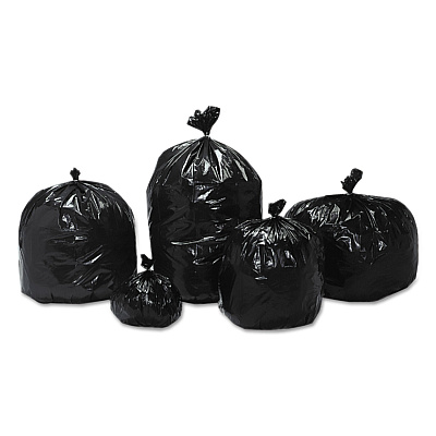 AbilityOne 8105013862362, SKILCRAFT Recycled Content Trash Can Liners, 56 gal, 1.5 mil, 43" x 49", Black/Brown, 100/Box