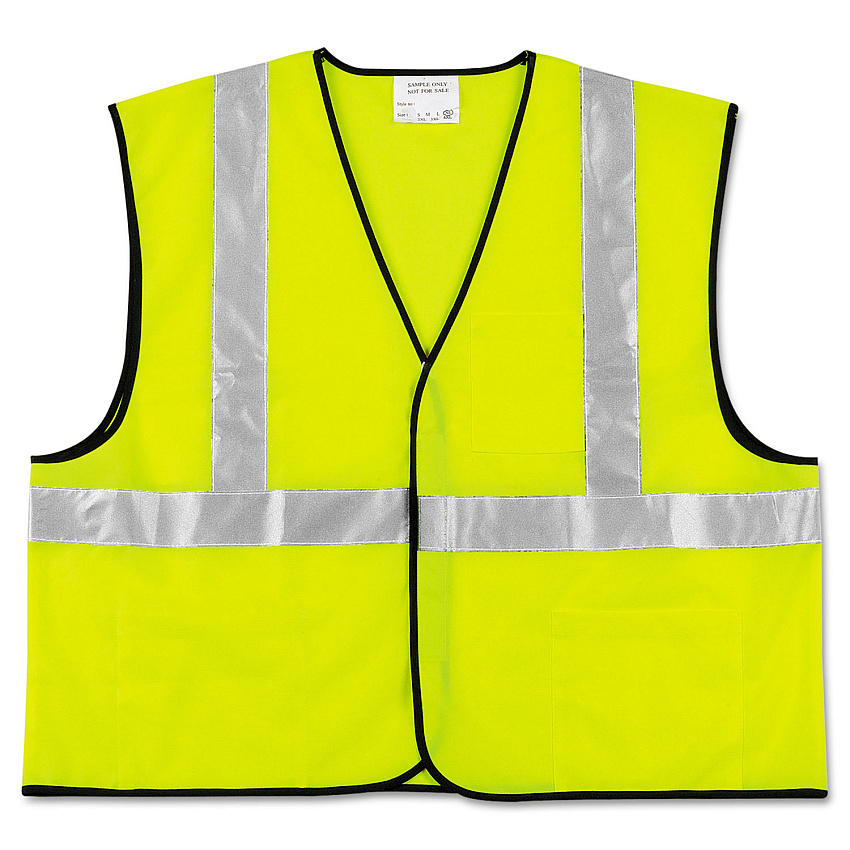 MCR Safety Class 2 Safety Vest, Polyester, Large Fluorescent Lime with Silver Stripe (CRWVCL2SLL)