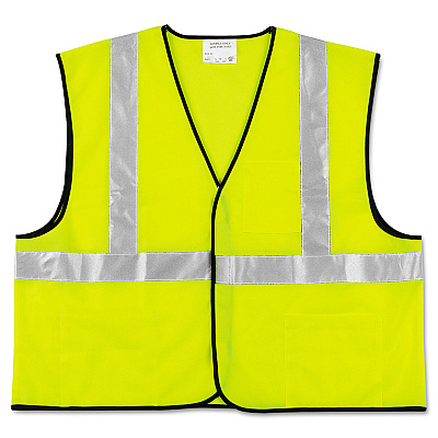 MCR Safety Class 2 Safety Vest, Polyester, 2X-Large, Fluorescent Lime with Silver Stripe (CRWVCL2SLXL2)