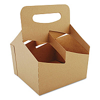 SCT 4-Corner Pop-Up Food and Drink Tray, 4-Cup up to 32-oz Beverages, 7.25 x 7 x 9.25, White, Paper, 250/Carton (SCH2788)