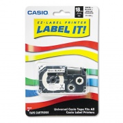 Casio Label Printer Iron-On Transfer Tape, 0.75" x 26 ft, Black on White (XR118BKS)