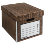 Universal Heavy-Duty Easy Assembly Storage Box, Letter/Legal Files, Woodgrain, 12/Carton (65521)