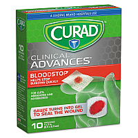 Curad Bloodstop Sterile Hemostat Gauze Pad, 1 x 1, 10/Box (MIICUR0055)