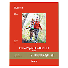 Canon Photo Paper Plus Glossy II, 10.6 mil, 8.5 x 11, Glossy White, 20/Pack (CNM1432C003)