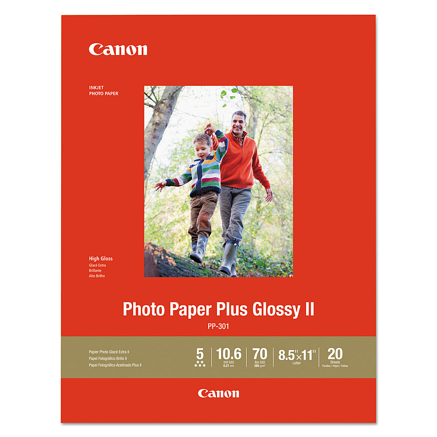 Canon Photo Paper Plus Glossy II, 10.6 mil, 8.5 x 11, Glossy White, 20/Pack (CNM1432C003)