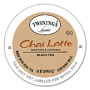 TWININGS Tea K-Cups, Chai Tea with Non-Fat Milk and Sweetener, 25% Less Sugar, 0.53 oz K-Cups, 24/Box (TWG11007)