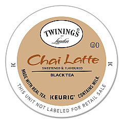 TWININGS Tea K-Cups, Chai Tea with Non-Fat Milk and Sweetener, 25% Less Sugar, 0.53 oz K-Cups, 24/Box (TWG11007)