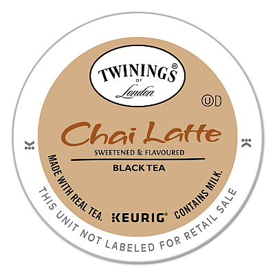 TWININGS Tea K-Cups, Chai Tea with Non-Fat Milk and Sweetener, 25% Less Sugar, 0.53 oz K-Cups, 24/Box (TWG11007)