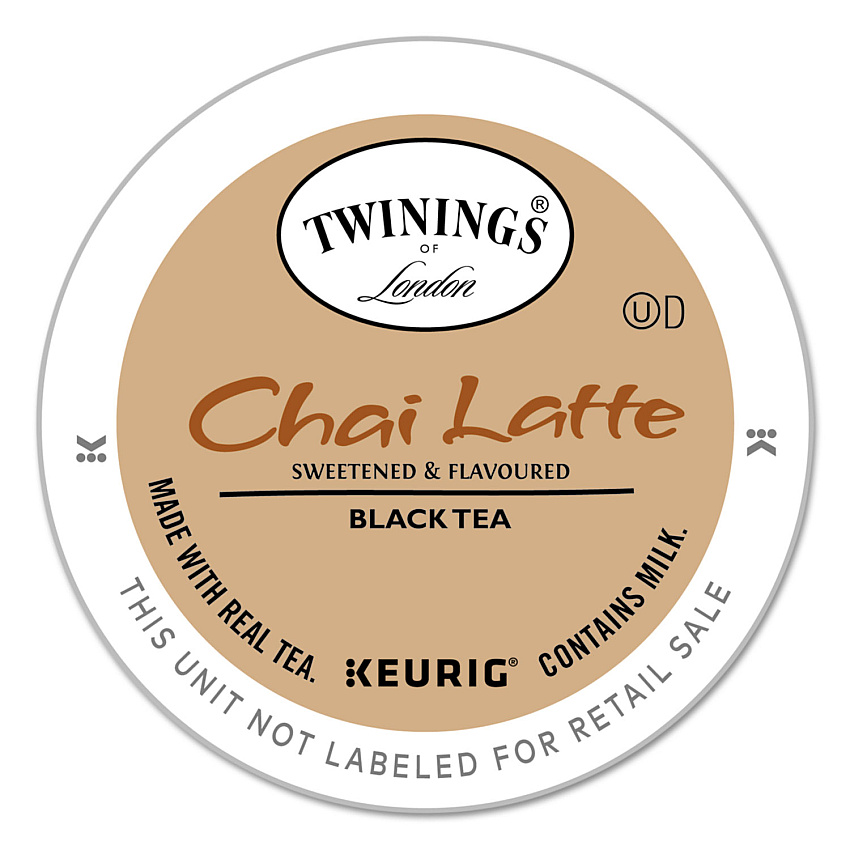 TWININGS Tea K-Cups, Chai Tea with Non-Fat Milk and Sweetener, 25% Less Sugar, 0.53 oz K-Cups, 24/Box (TWG11007)