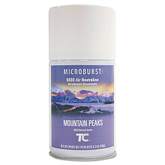 Rubbermaid Commercial TC Microburst 9000 Air Freshener Refill, Mountain Peaks, 5.3 oz Aerosol Spray, 4/Carton (RCP4012461)