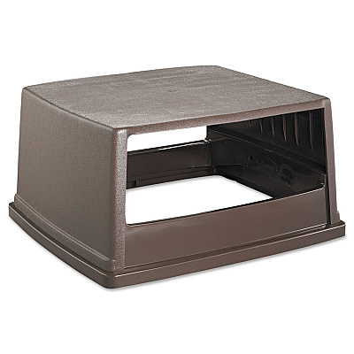 Rubbermaid Commercial Glutton Receptacle, Hooded Top without Door, Rectangular, 23w x 26.63d x 13h, Brown (RCP256VBRO)