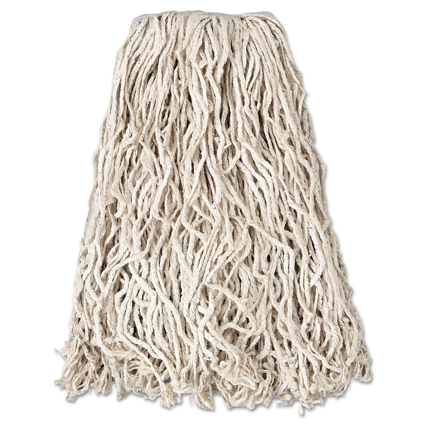 Rubbermaid Commercial Economy Cut-End Cotton Wet Mop Head, 20oz, 1" Band, White, 12/Carton (RCPV117)