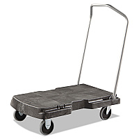 Rubbermaid Commercial Triple Trolley Platform Truck with Angled-Loop Handle, 500 lb Capacity, 20.5 x 32.5 x 35, Black (RCP4401BLA)