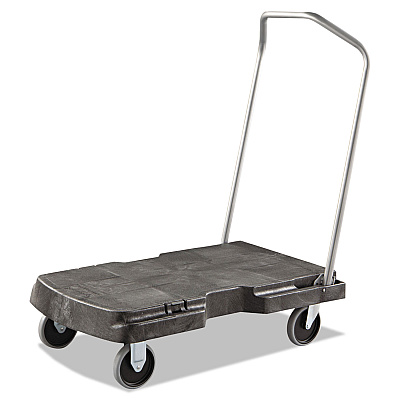 Rubbermaid Commercial Triple Trolley Platform Truck with Angled-Loop Handle, 500 lb Capacity, 20.5 x 32.5 x 35, Black (RCP4401BLA)
