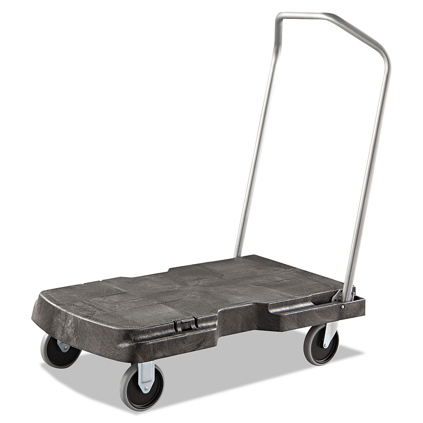 Rubbermaid Commercial Triple Trolley Platform Truck with Angled-Loop Handle, 500 lb Capacity, 20.5 x 32.5 x 35, Black (RCP4401BLA)
