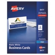 Avery PRINTABLE MICROPERFORATED BUSINESS CARDS WITH SURE FEED TECHNOLOGY, INKJET, 2 X 3.5, WHITE, MATTE, 1000/BOX (8471)