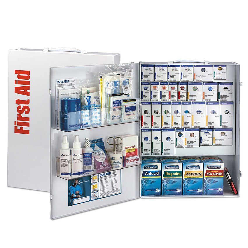 First Aid Only ANSI 2021 SmartCompliance General Business First Aid Kit for 150 People, 925 Pieces, Metal Case (FAO90732021)
