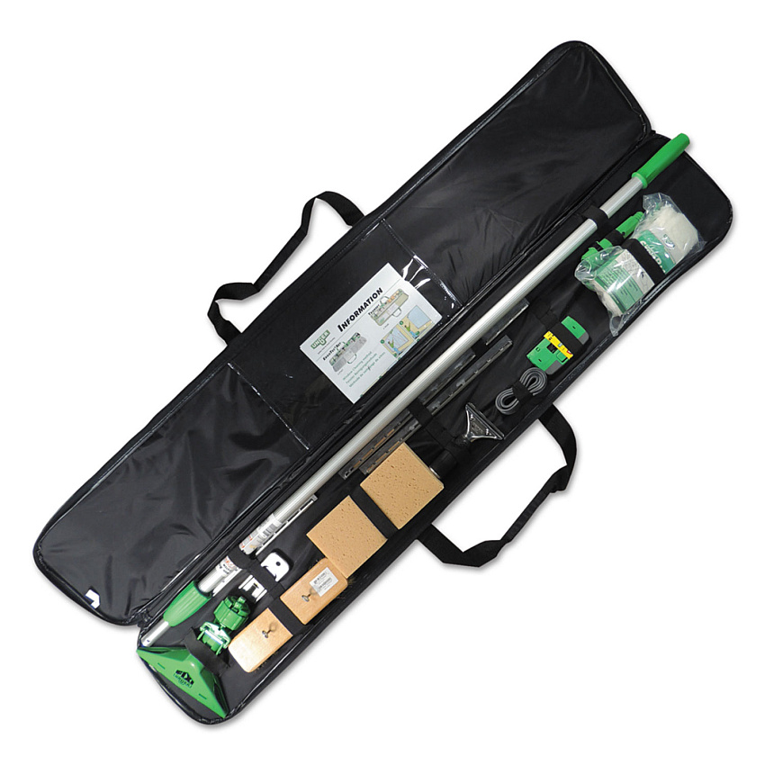 Unger 13-Pc Cleaning Kit For Walls, Windows, Ceilings, Green, Vinyl/Nylon Case, 1 KT (UNGTRS0)
