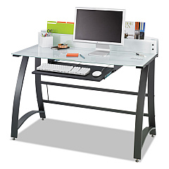 Safco Xpressions 47" Computer Desk, 47" x 23" x 37", Frosted/Black (SAF1938TG)