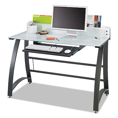 Safco Xpressions 47" Computer Desk, 47" x 23" x 37", Frosted/Black (SAF1938TG)