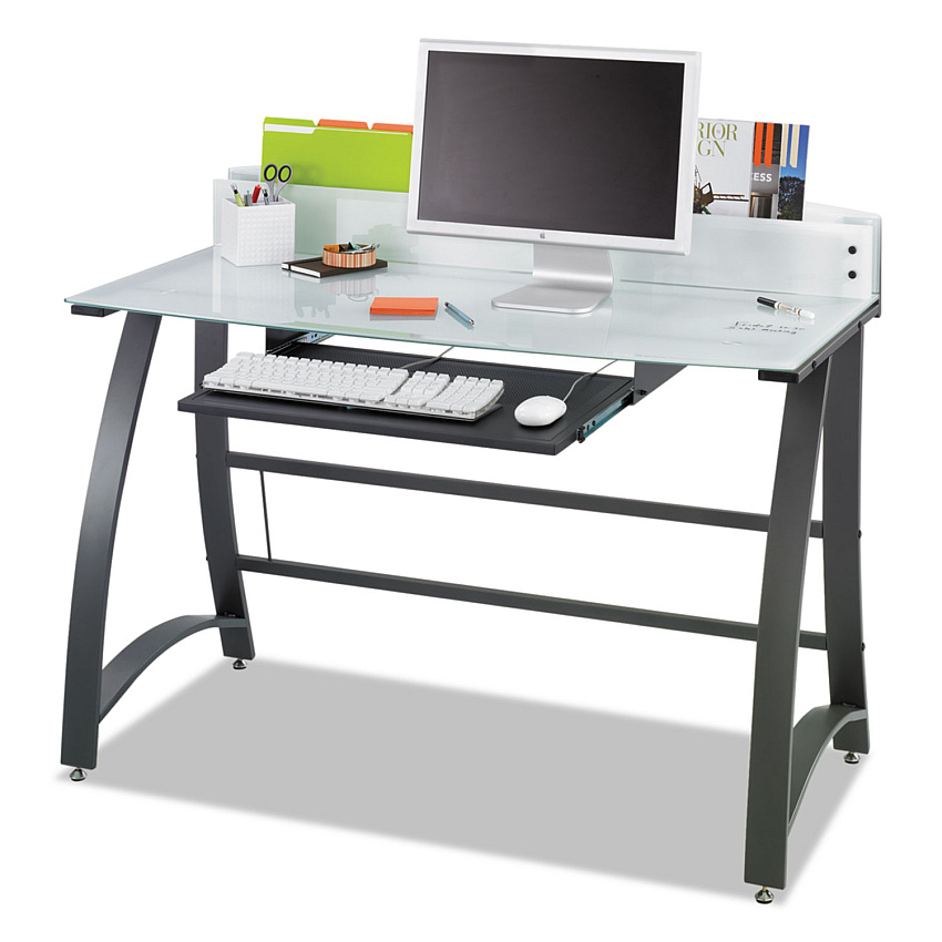 Safco Xpressions 47" Computer Desk, 47" x 23" x 37", Frosted/Black (SAF1938TG)