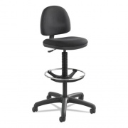 Safco Precision Extended-Height Swivel Stool, Adjustable Footring, Supports Up to 250 lb, 23" to 33" Seat Height, Black Fabric (3401BL)