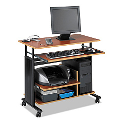 Safco Muv 28" Adjustable-Height Mini-Tower Computer Desk, 35.5" x 22" x 29" to 34", Cherry/Black (SAF1927CY)