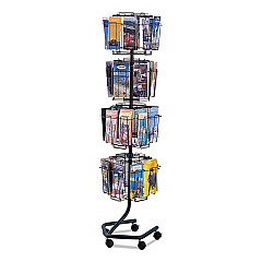 Safco Wire Rotary Display Racks, 32 Compartments, 15w x 15d x 60h, Charcoal (SAF4128CH)